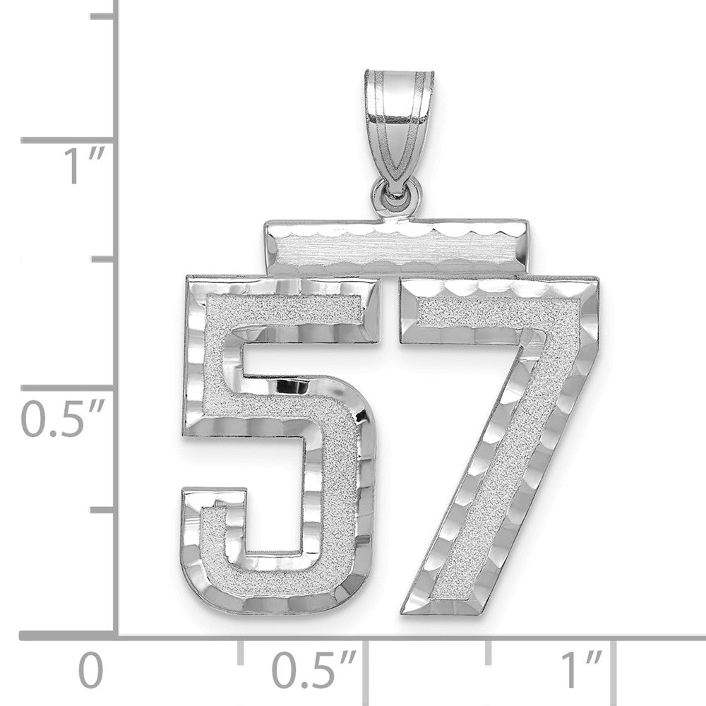 14kw Large Brushed Diamond-cut Number 57 Charm