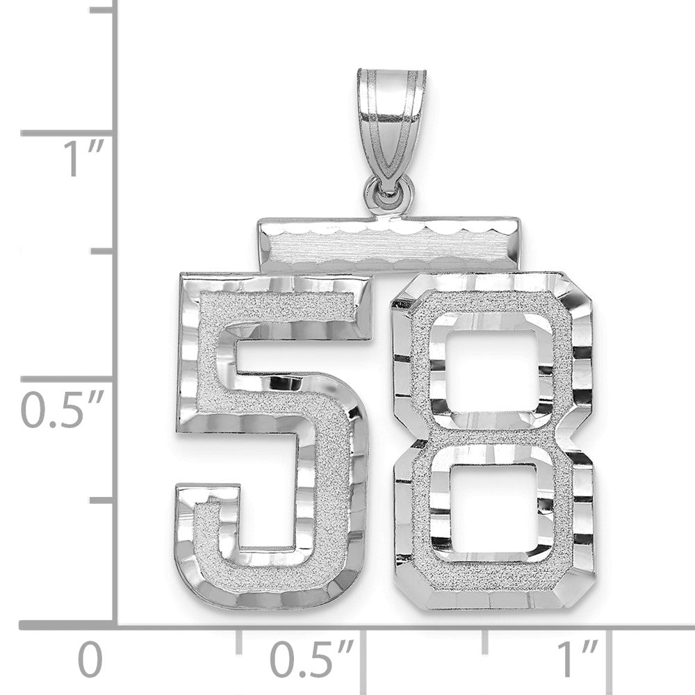 14kw Large Brushed Diamond-cut Number 58 Charm