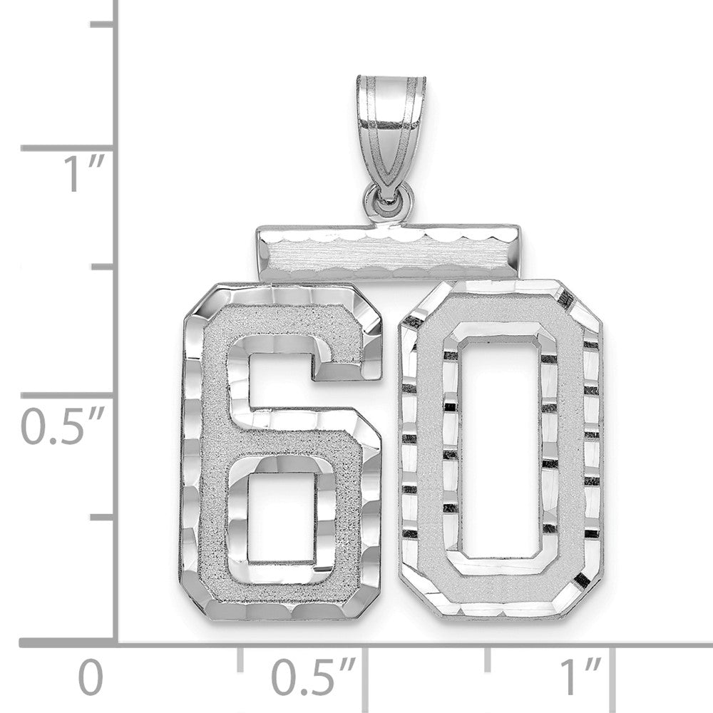 14kw Large Brushed Diamond-cut Number 60 Charm