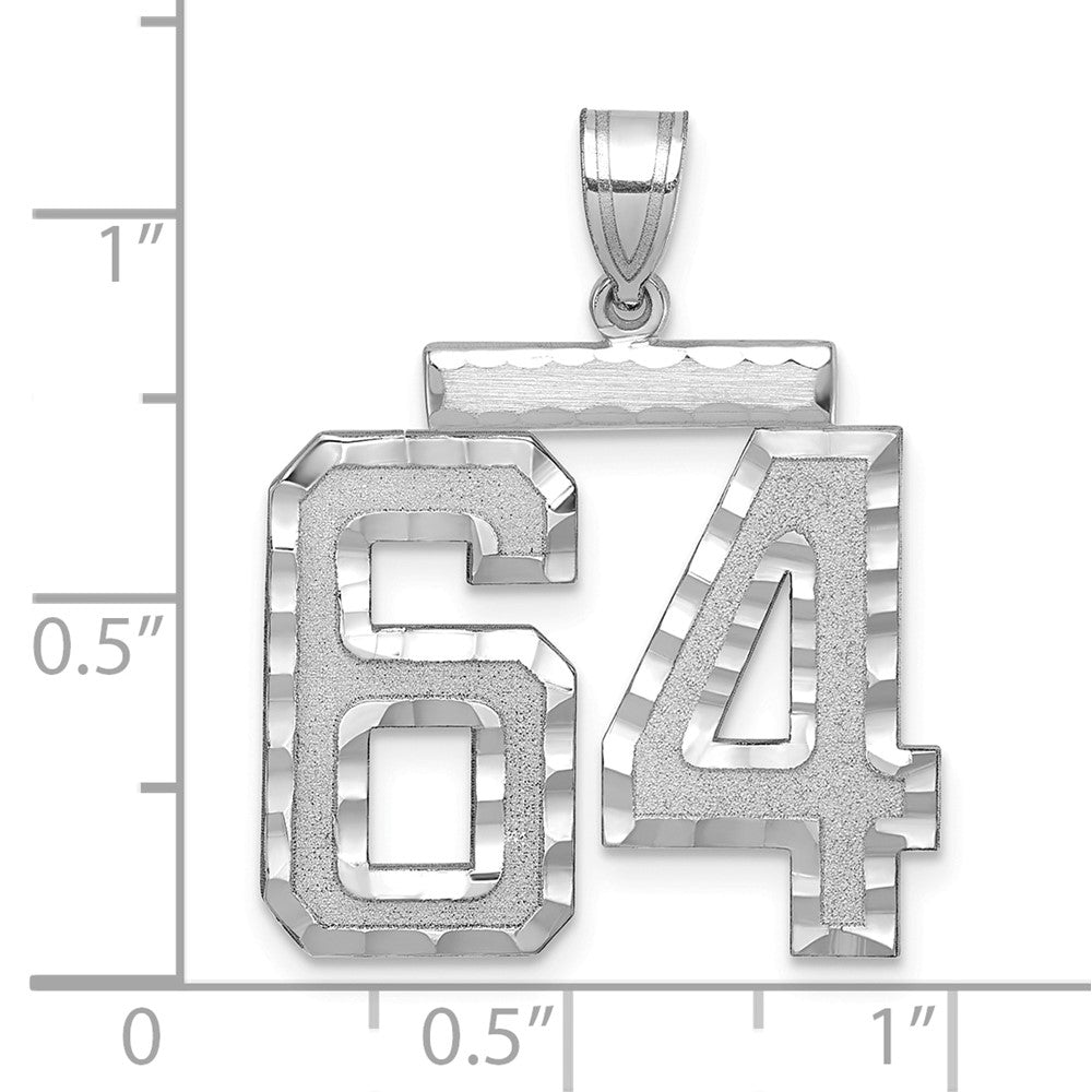 14kw Large Brushed Diamond-cut Number 64 Charm