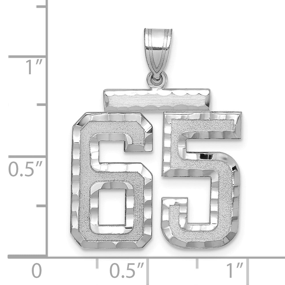14kw Large Brushed Diamond-cut Number 65 Charm