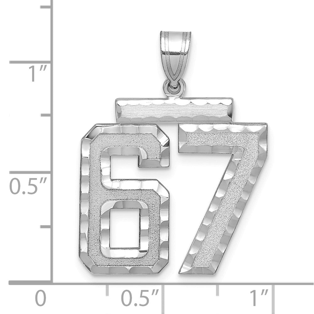 14kw Large Brushed Diamond-cut Number 67 Charm