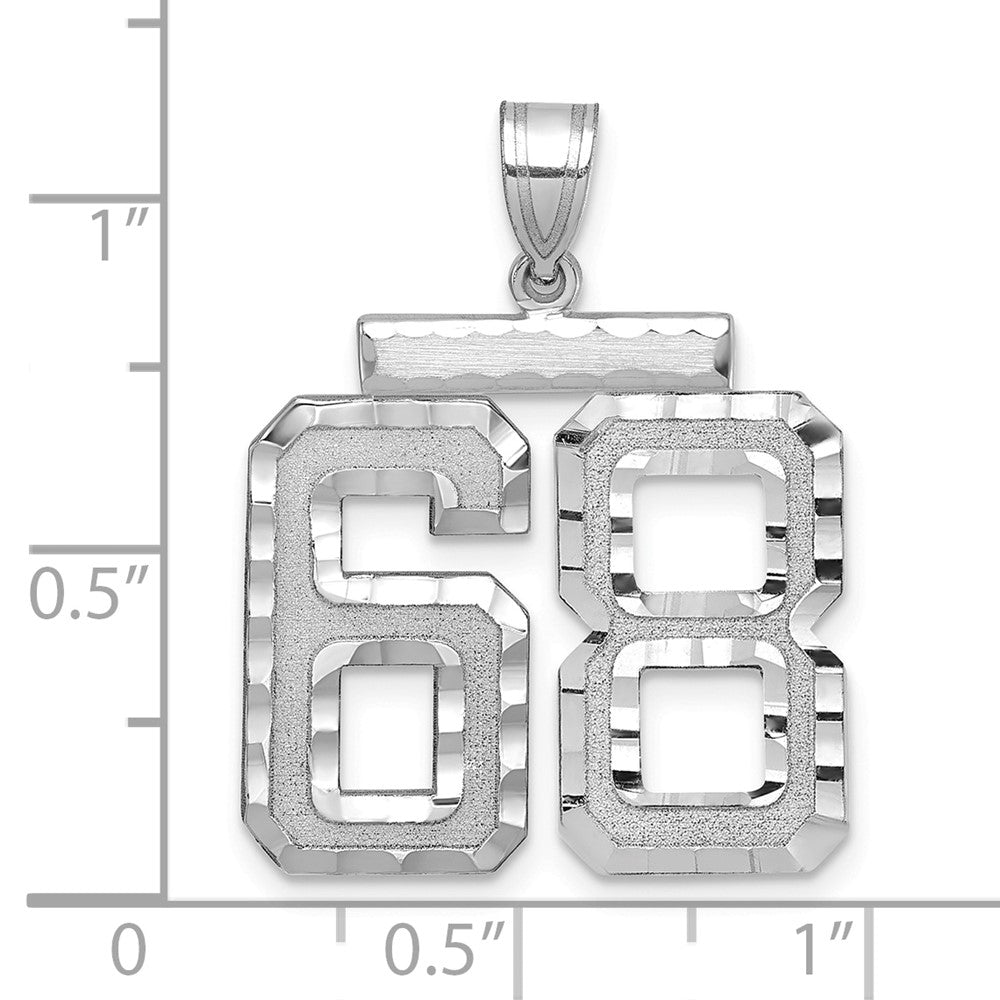 14kw Large Brushed Diamond-cut Number 68 Charm