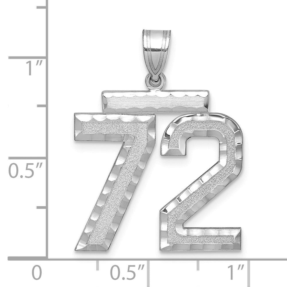 14kw Large Brushed Diamond-cut Number 72 Charm