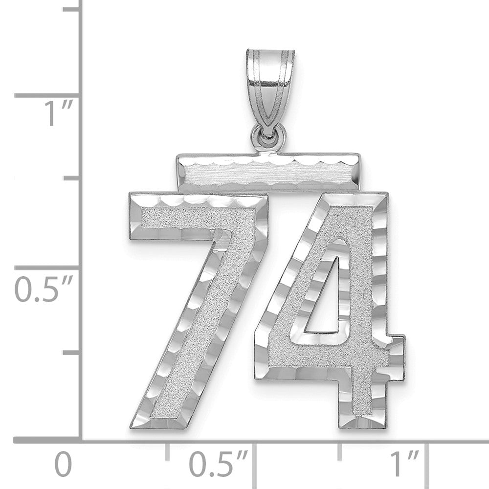 14kw Large Brushed Diamond-cut Number 74 Charm