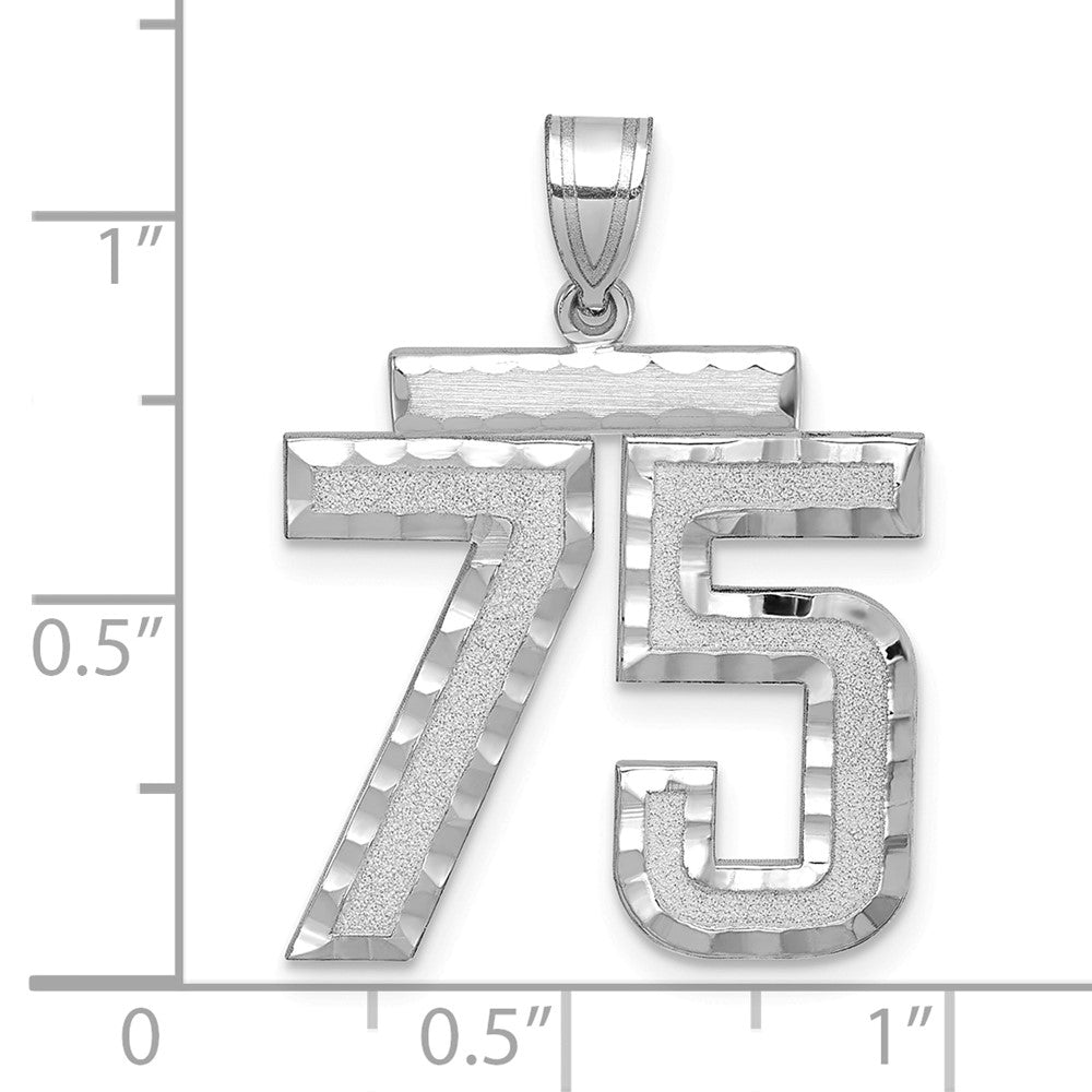 14kw Large Brushed Diamond-cut Number 75 Charm