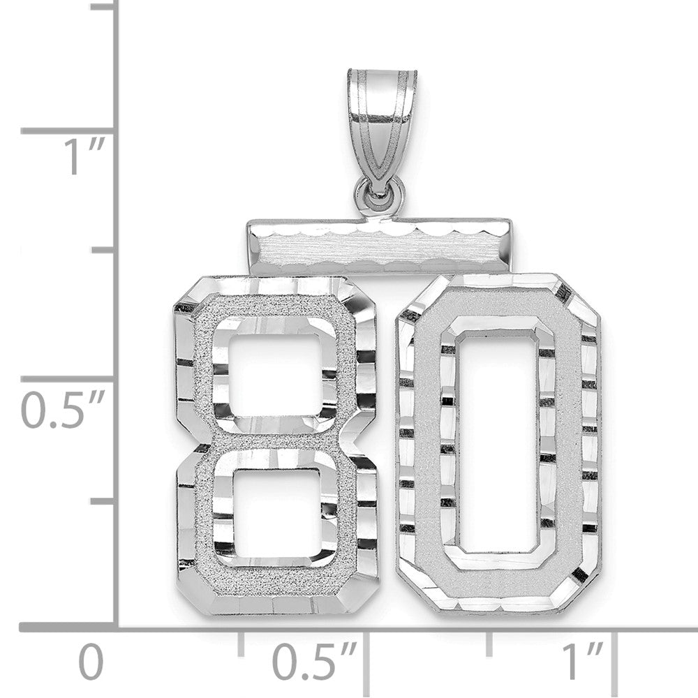 14kw Large Brushed Diamond-cut Number 80 Charm