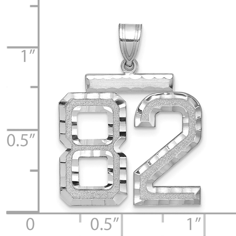 14kw Large Brushed Diamond-cut Number 82 Charm