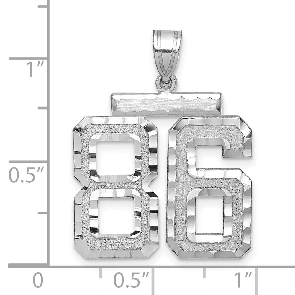14kw Large Brushed Diamond-cut Number 86 Charm