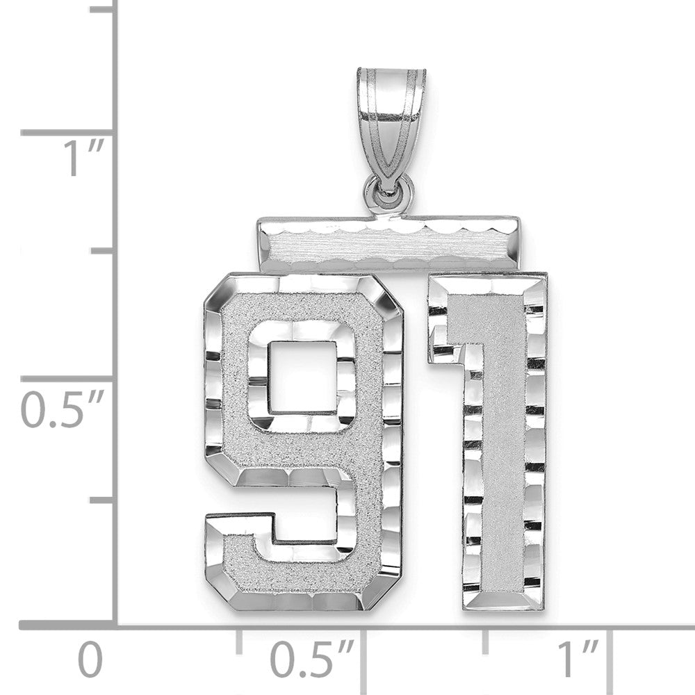 14kw Large Brushed Diamond-cut Number 91 Charm