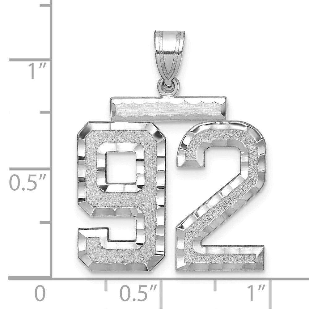 14kw Large Brushed Diamond-cut Number 92 Charm