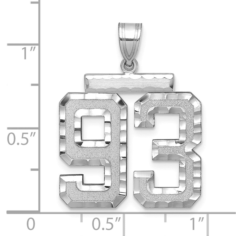 14kw Large Brushed Diamond-cut Number 93 Charm