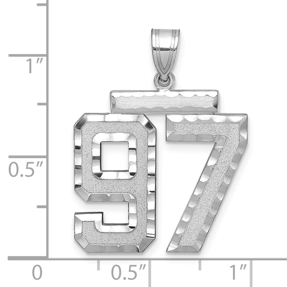 14kw Large Brushed Diamond-cut Number 97 Charm