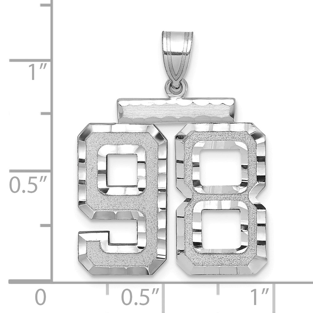 14kw Large Brushed Diamond-cut Number 98 Charm
