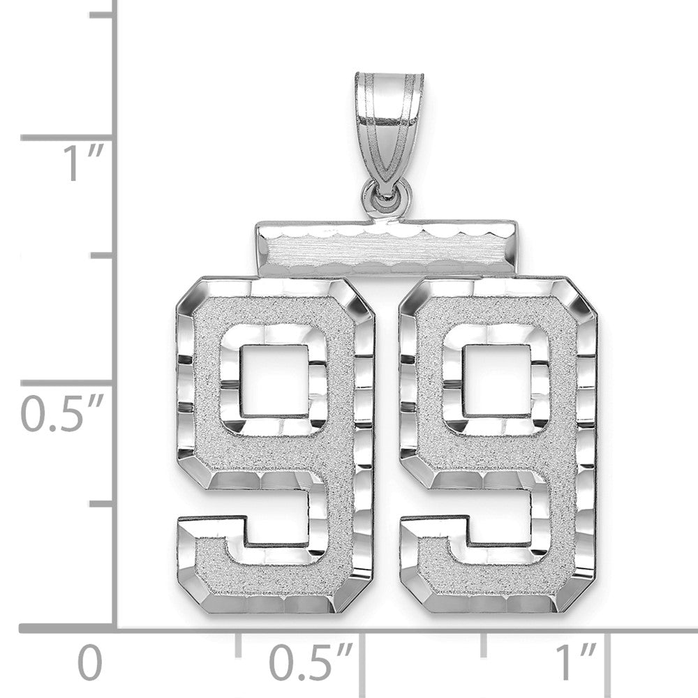 14kw Large Brushed Diamond-cut Number 99 Charm