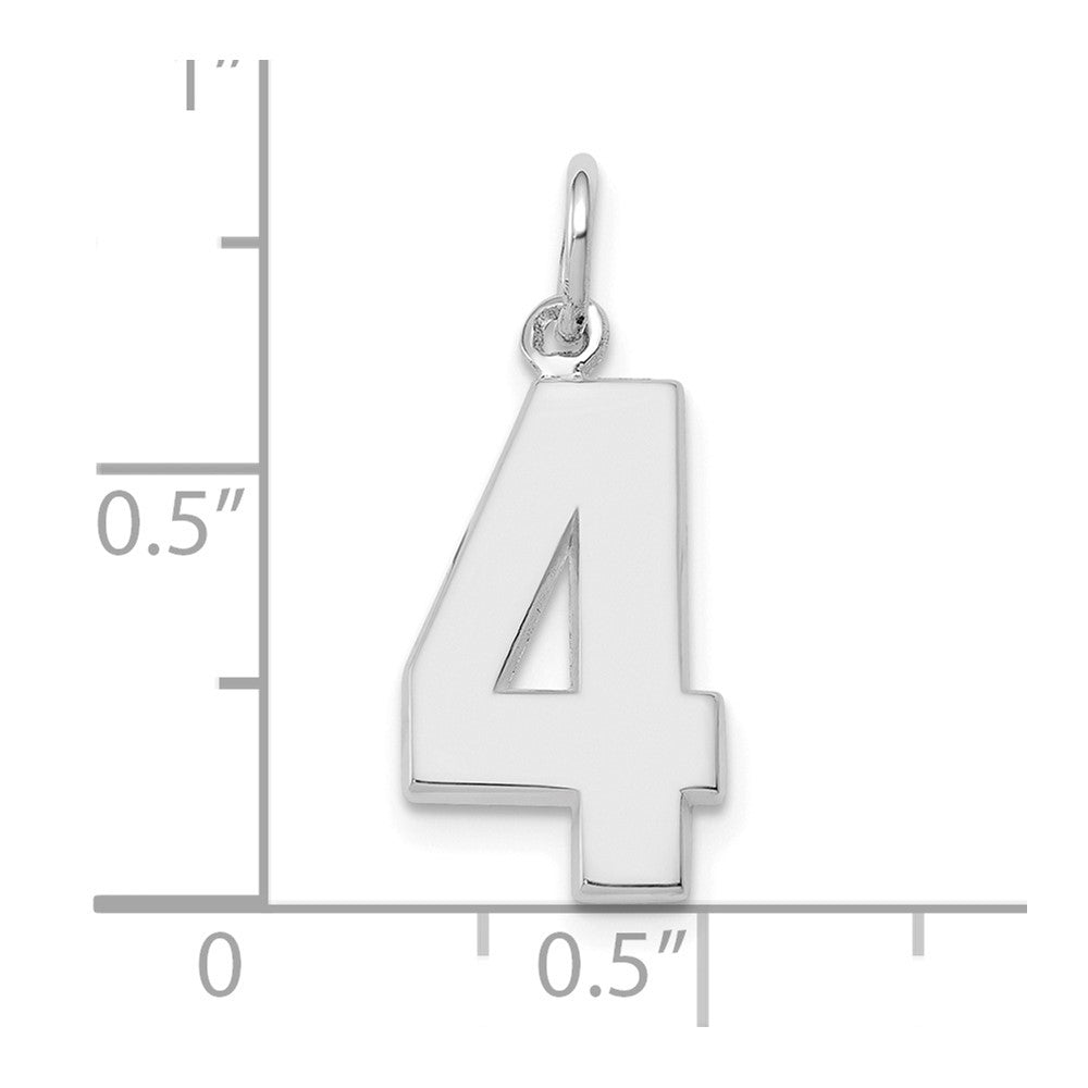 14k White Gold Medium Polished Number 4 Charm
