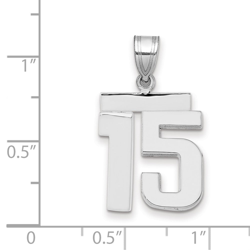 14kw Medium Polished Number 15 Charm