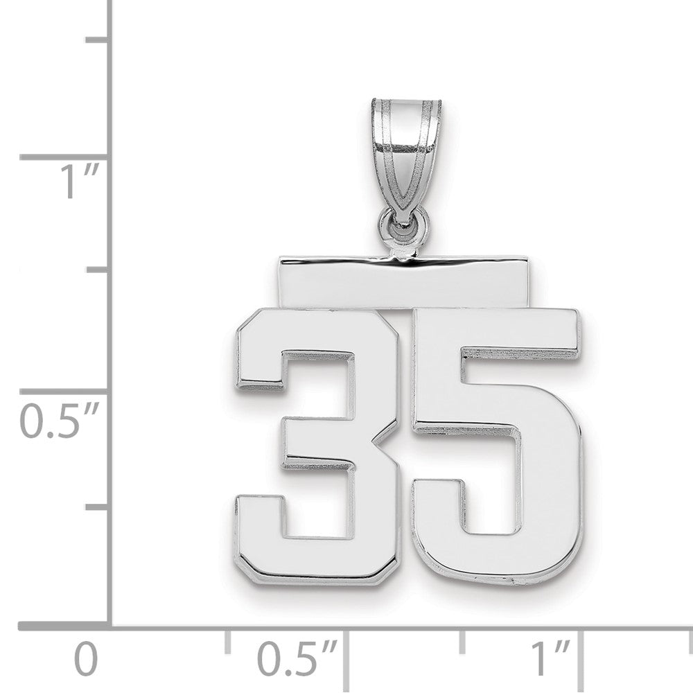 14k White Gold Medium Polished Number 35 Charm