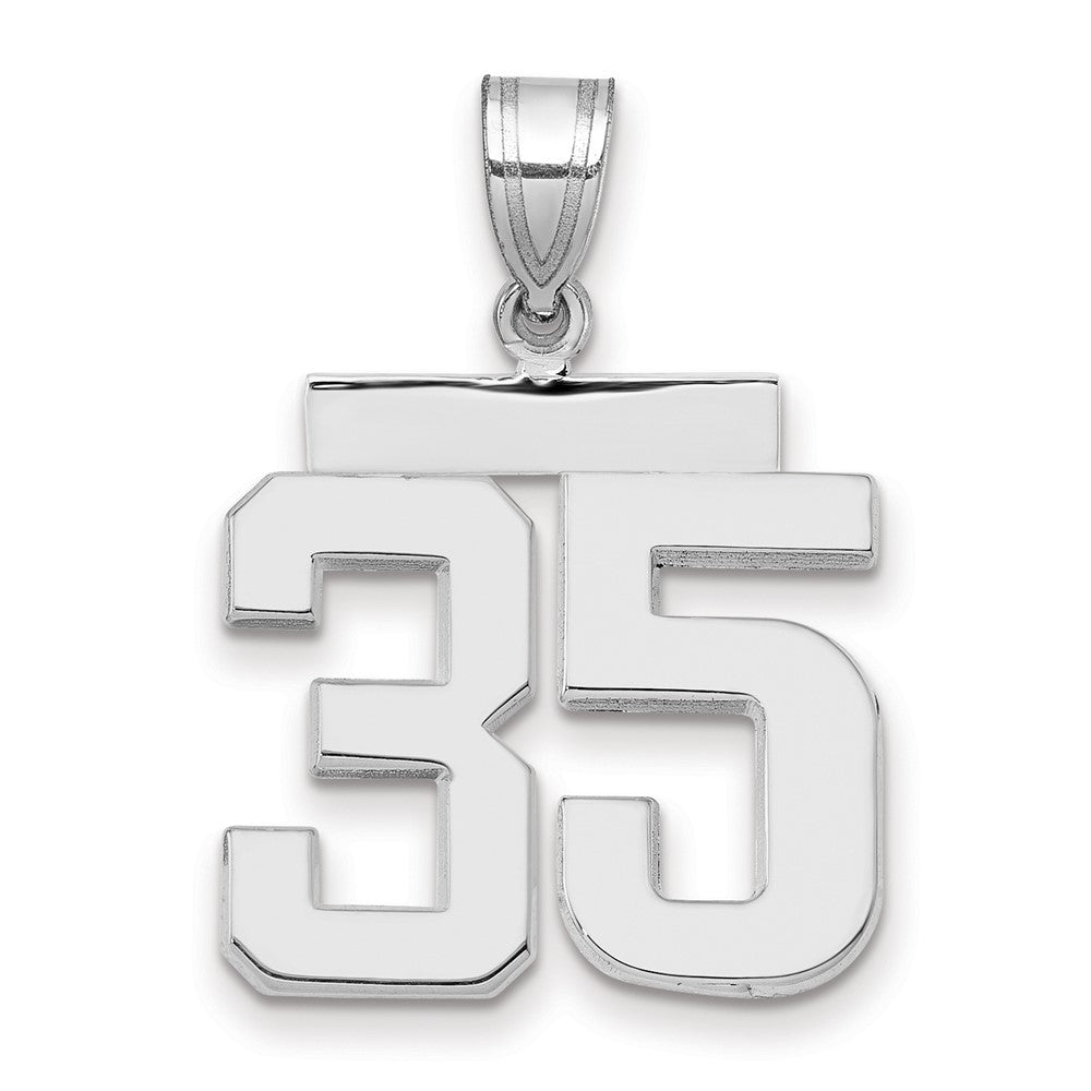 14k White Gold Medium Polished Number 35 Charm