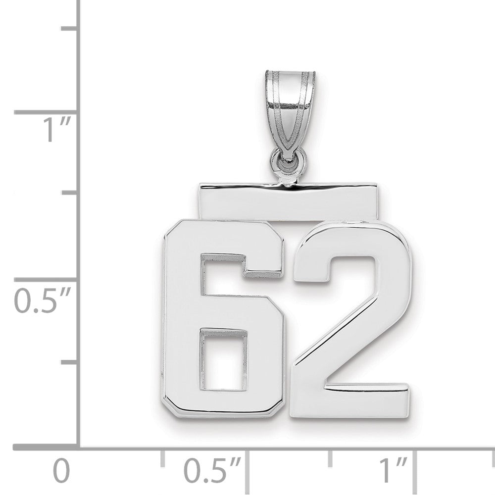 14kw Medium Polished Number 62 Charm