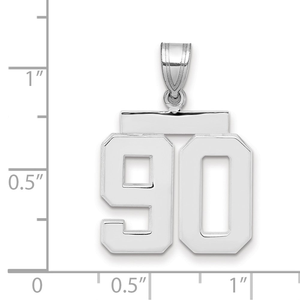 14k White Gold Medium Polished Number 90 Charm