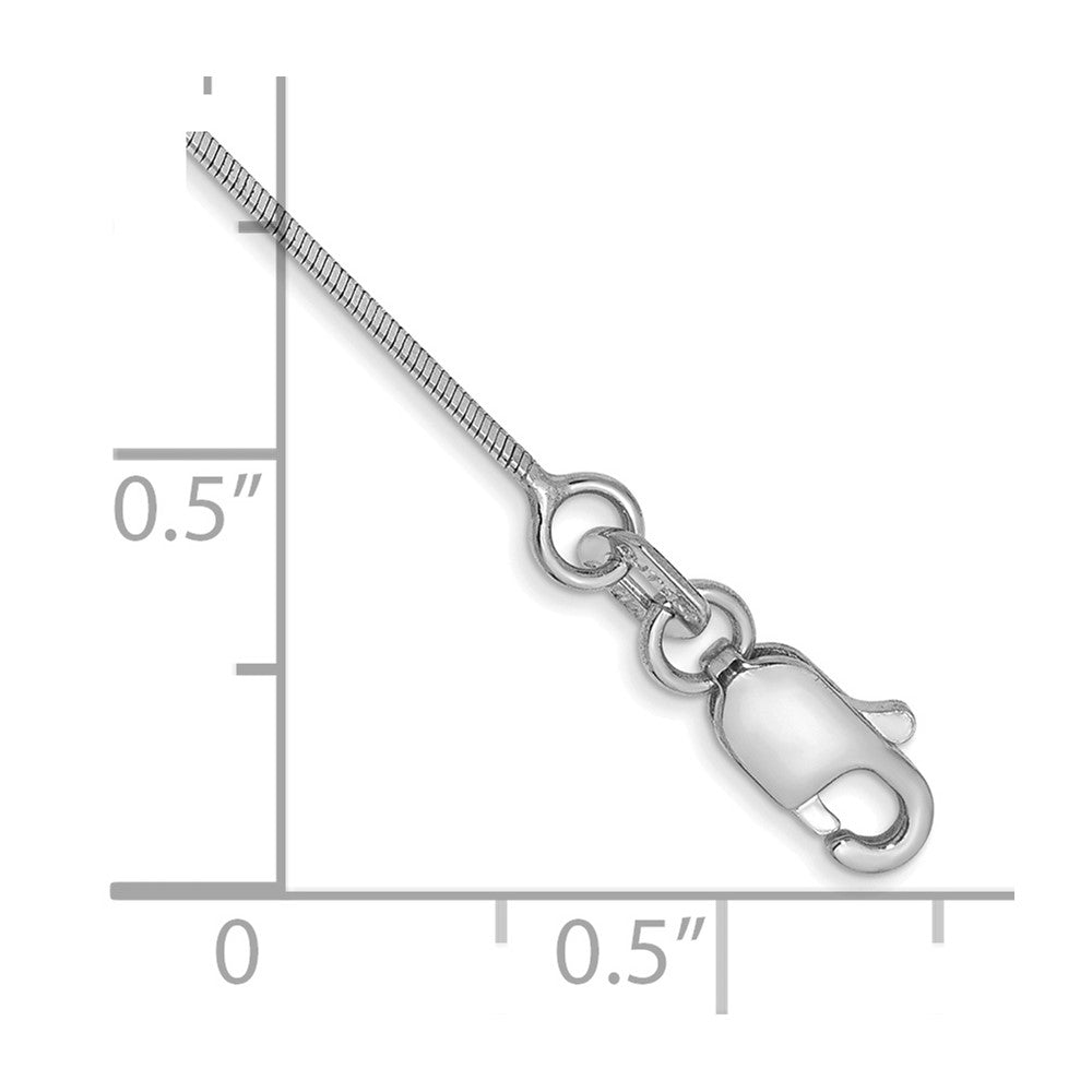 14K White Gold 10 inch .6mm Octagonal Snake with Lobster Clasp Anklet