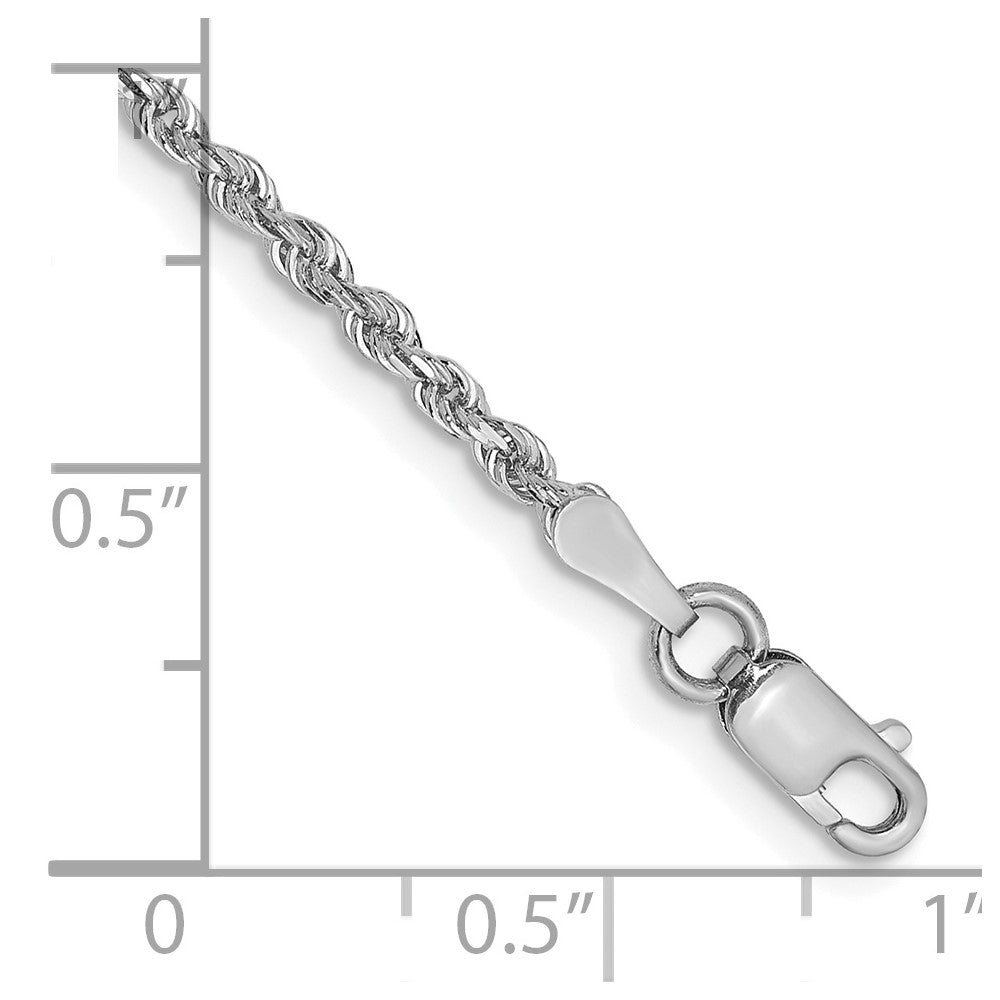 14K White Gold 7 Inch 2mm Diamond-cut Quadruple Rope Lobster Clasp Chain