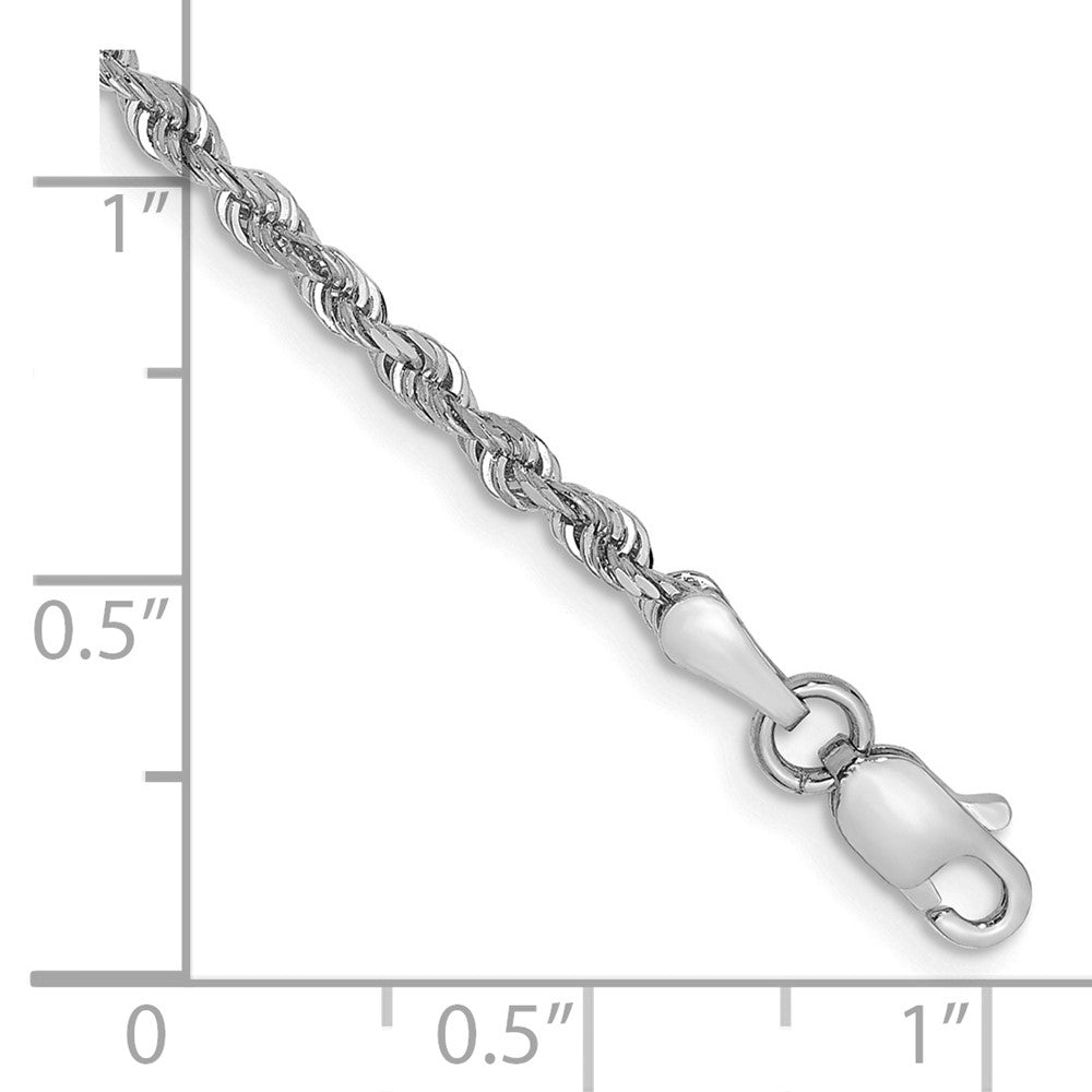 14K White Gold 10 Inch 2.25mm Diamond-cut Quadruple Rope Lobster Clasp Chain