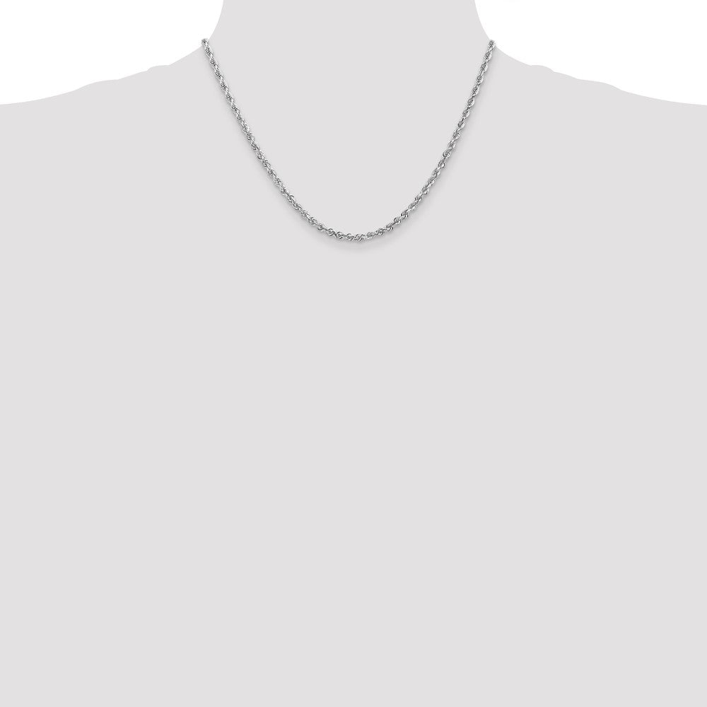 14K White Gold 18 Inch 3.35mm Diamond-cut Quadruple Rope Lobster Clasp Chain