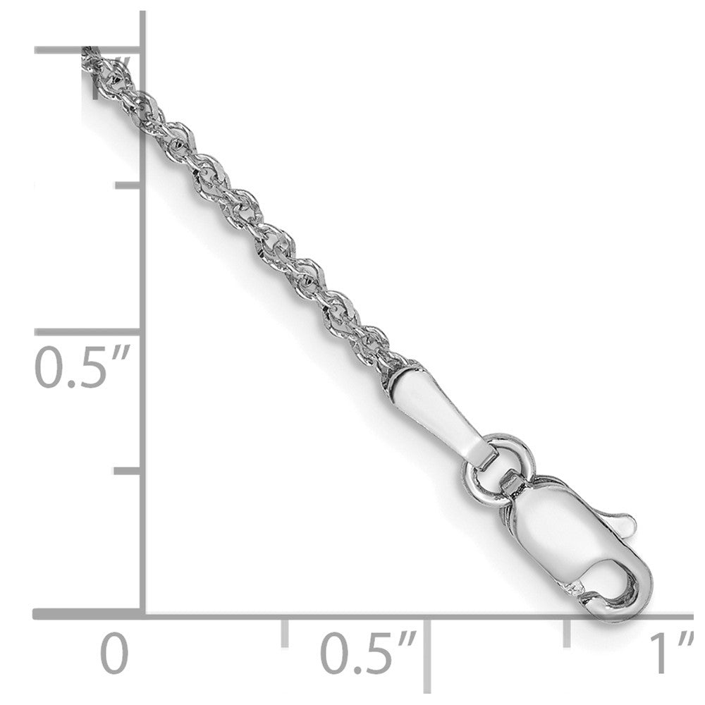 14K White Gold 9 inch 1.7mm Ropa with Lobster Clasp Anklet