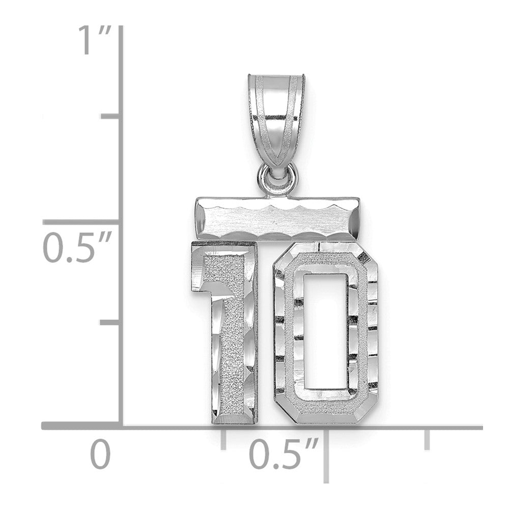 14kw Small Brushed Diamond-cut Number 10 Charm