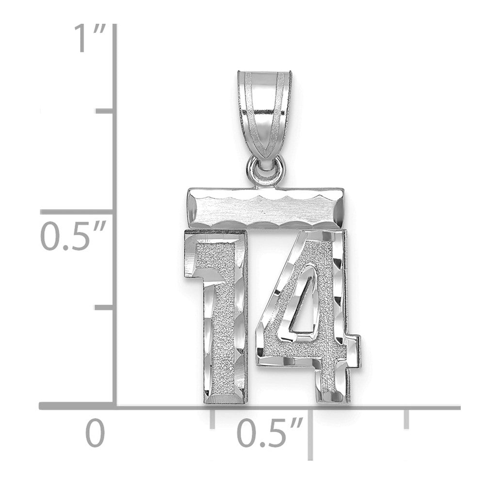 14kw Small Brushed Diamond-cut Number 14 Charm