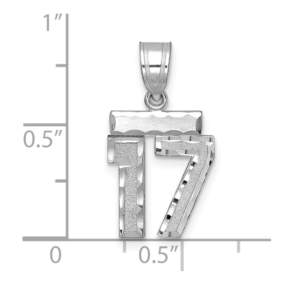 14kw Small Brushed Diamond-cut Number 17 Charm