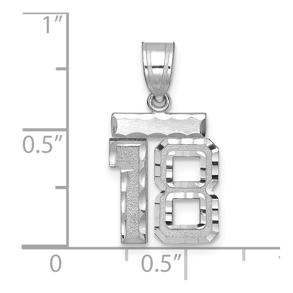 14kw Small Brushed Diamond-cut Number 18 Charm