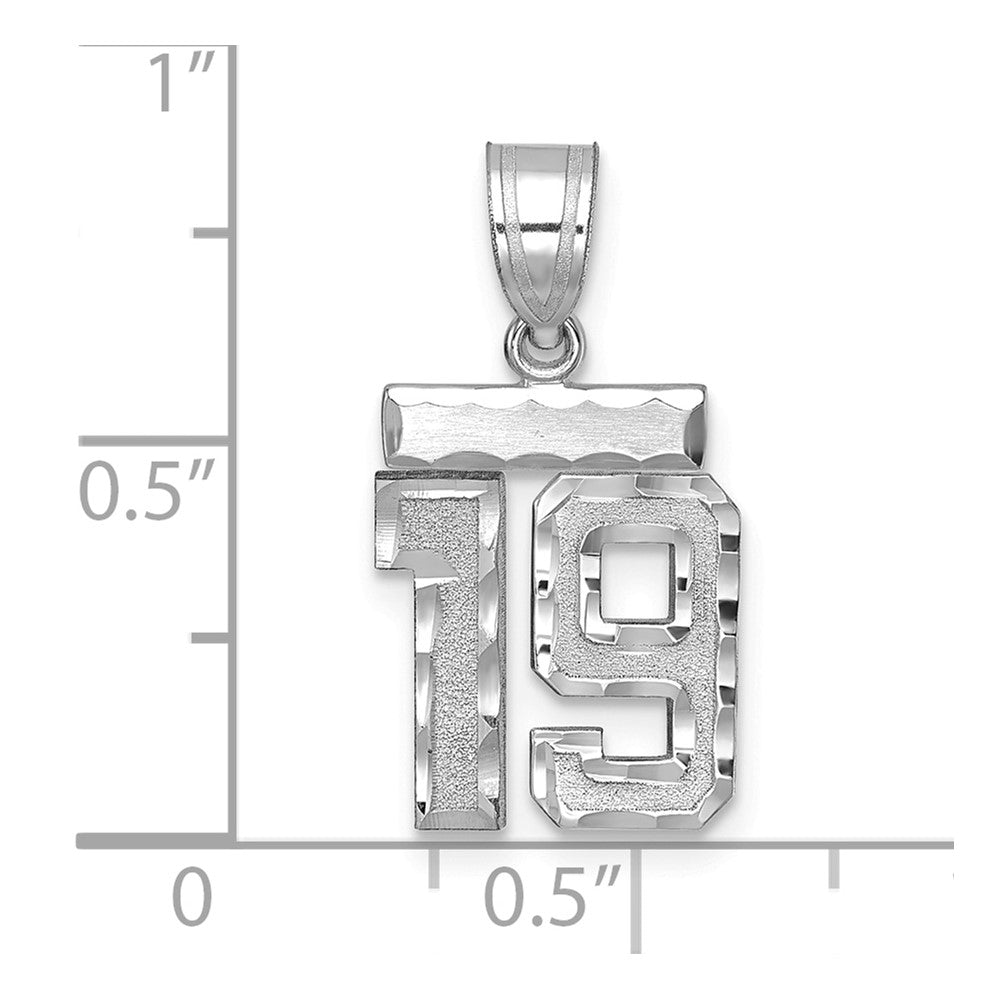 14kw Small Brushed Diamond-cut Number 19 Charm
