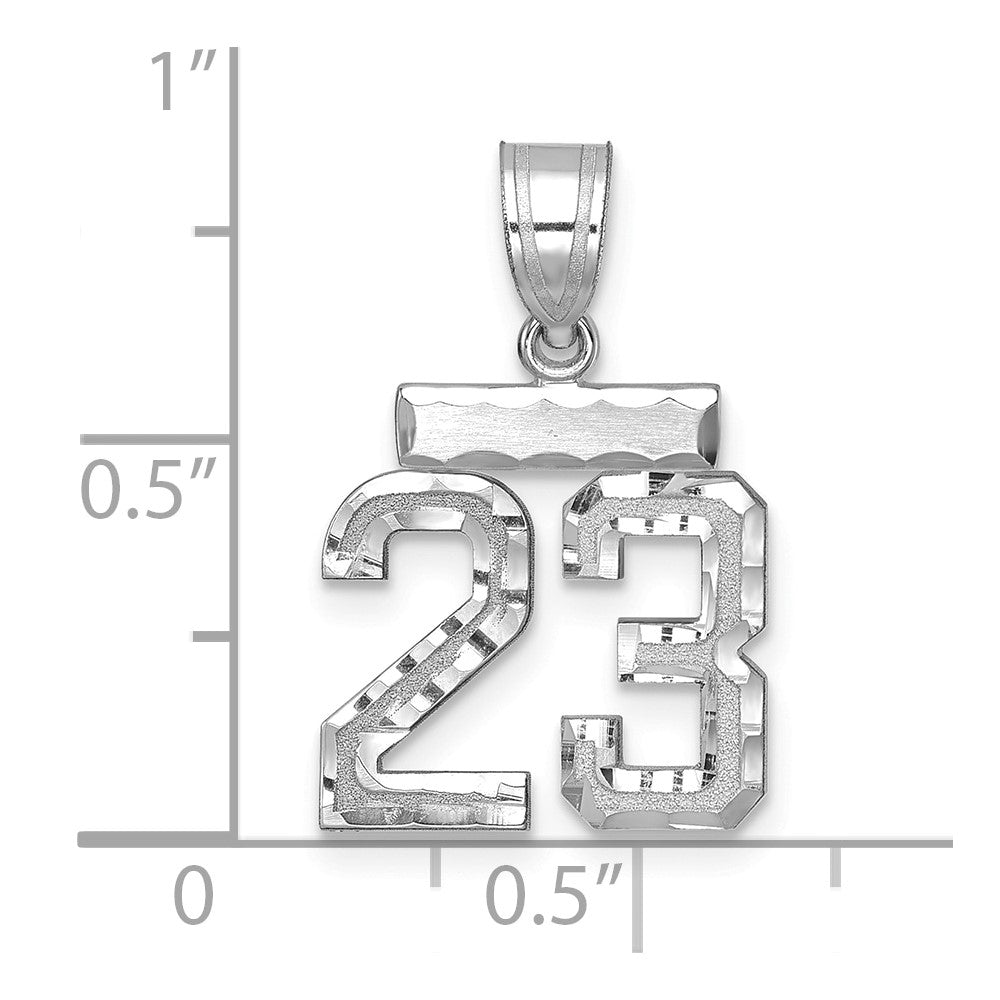 14kw Small Brushed Diamond-cut Number 23 Charm