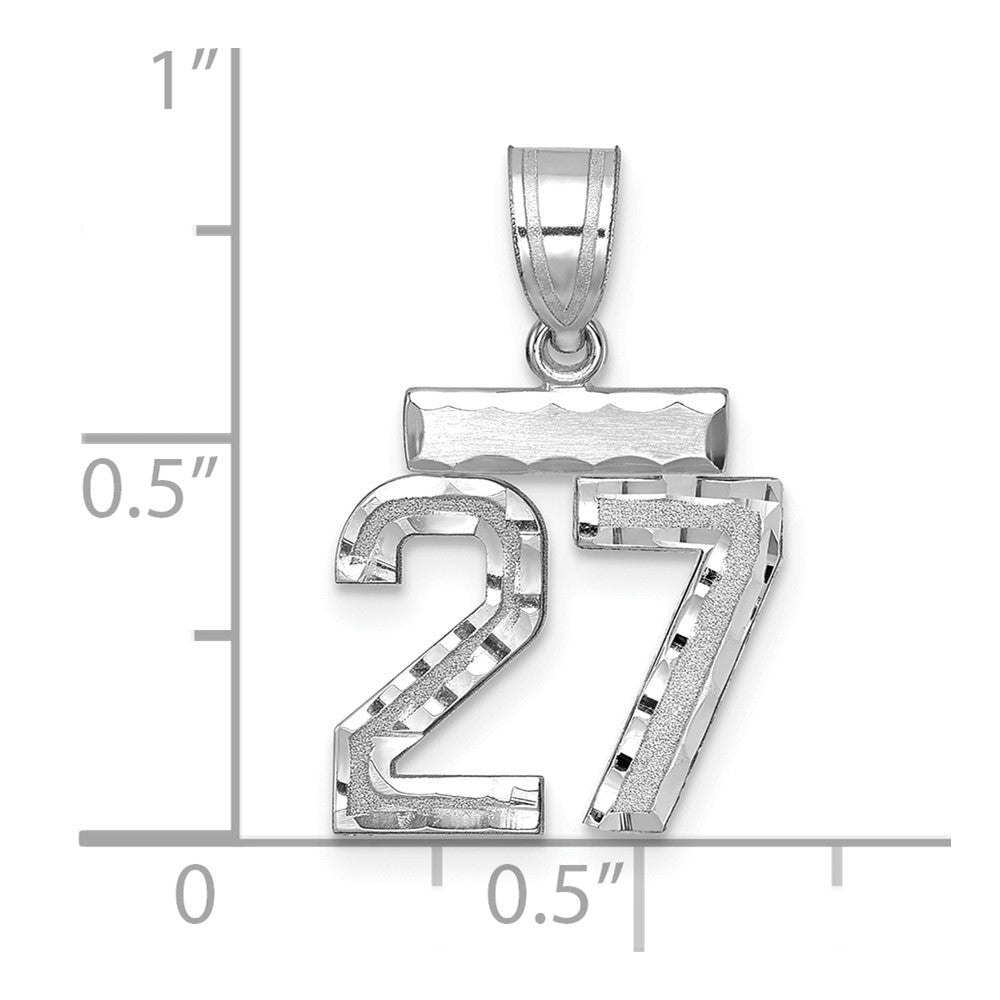 14kw Small Brushed Diamond-cut Number 27 Charm