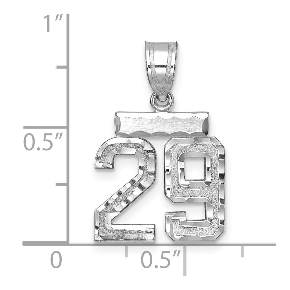 14kw Small Brushed Diamond-cut Number 29 Charm