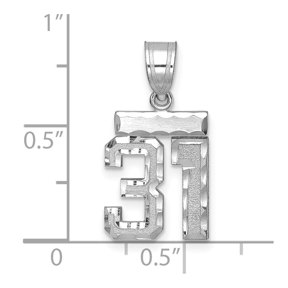 14kw Small Brushed Diamond-cut Number 31 Charm