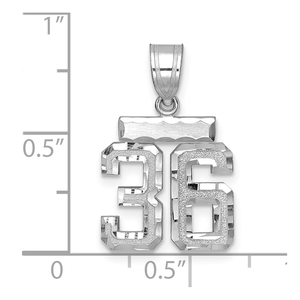 14kw Small Brushed Diamond-cut Number 36 Charm