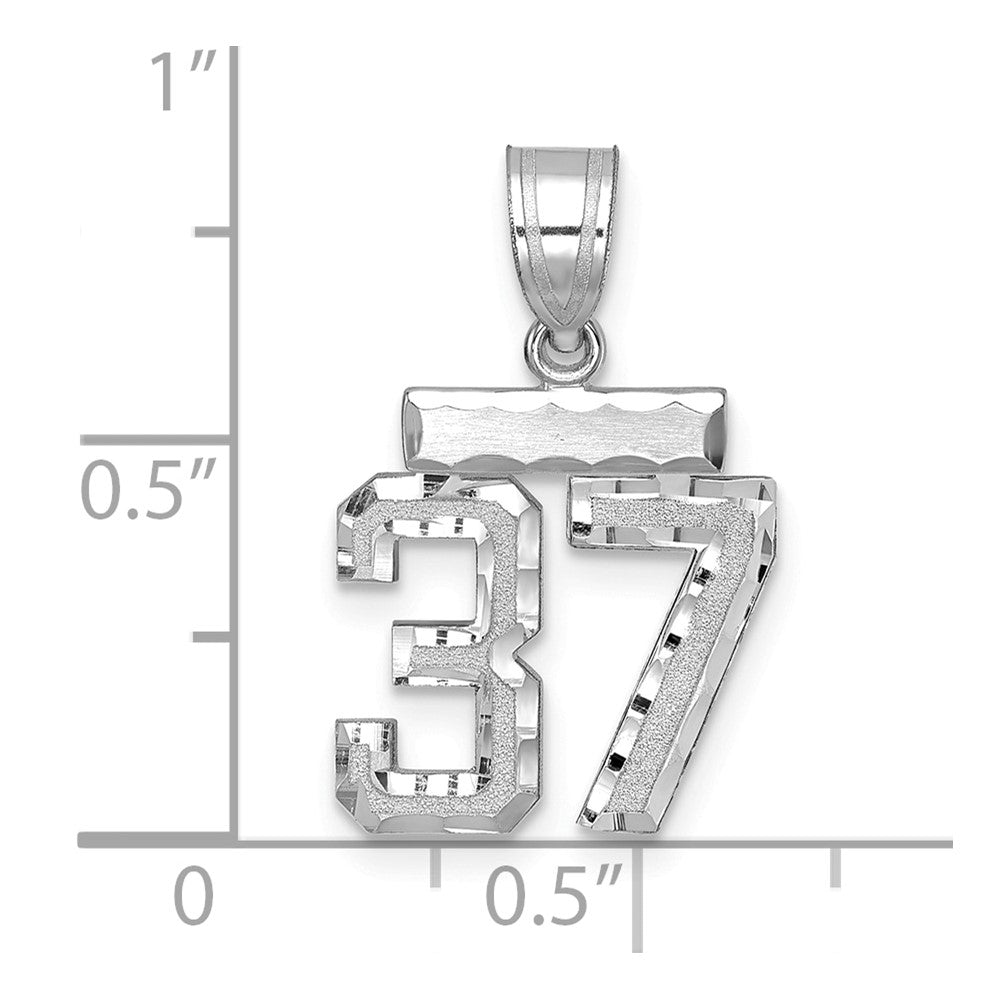14kw Small Brushed Diamond-cut Number 37 Charm