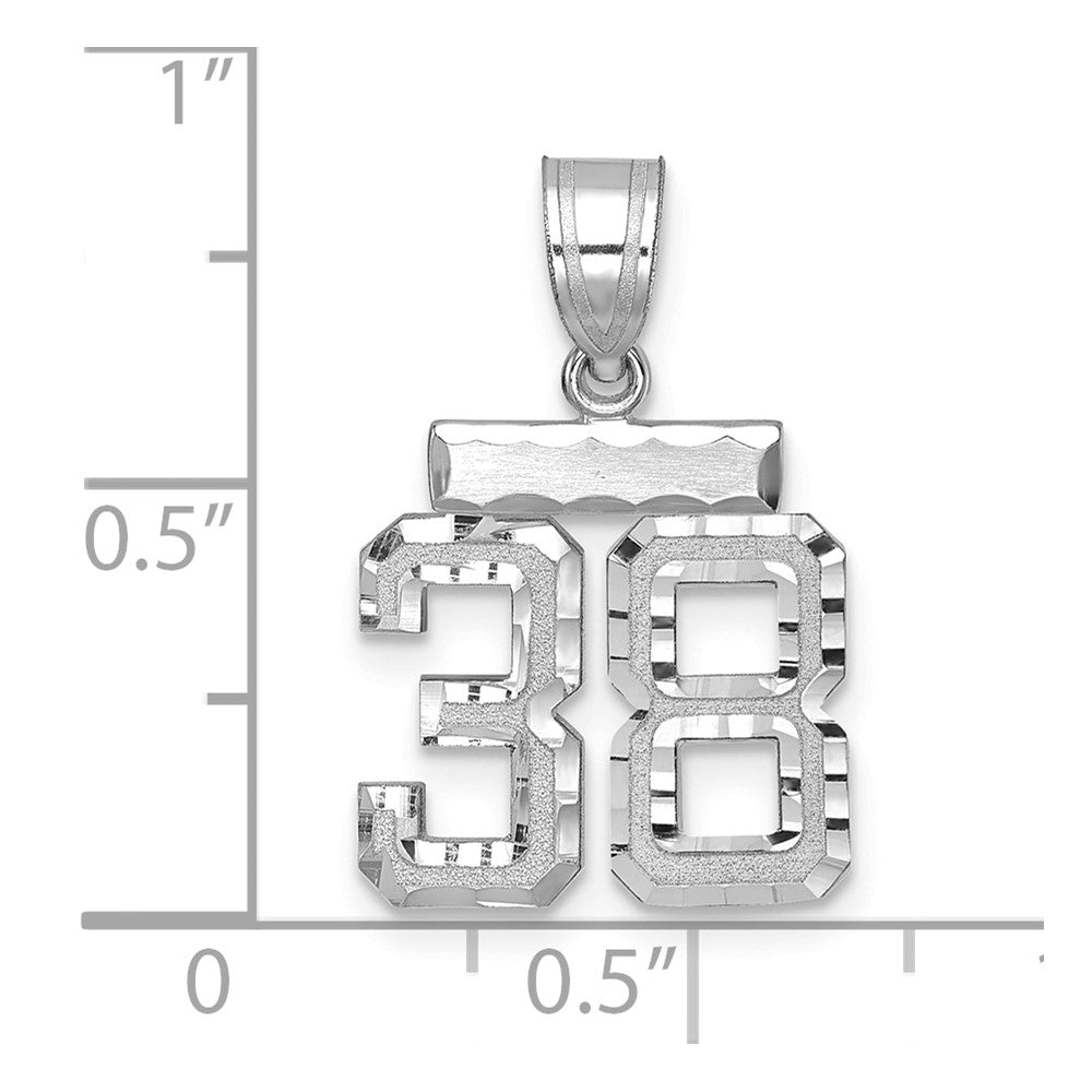 14kw Small Brushed Diamond-cut Number 38 Charm