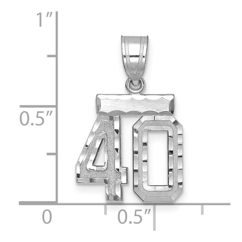 14kw Small Brushed Diamond-cut Number 40 Charm