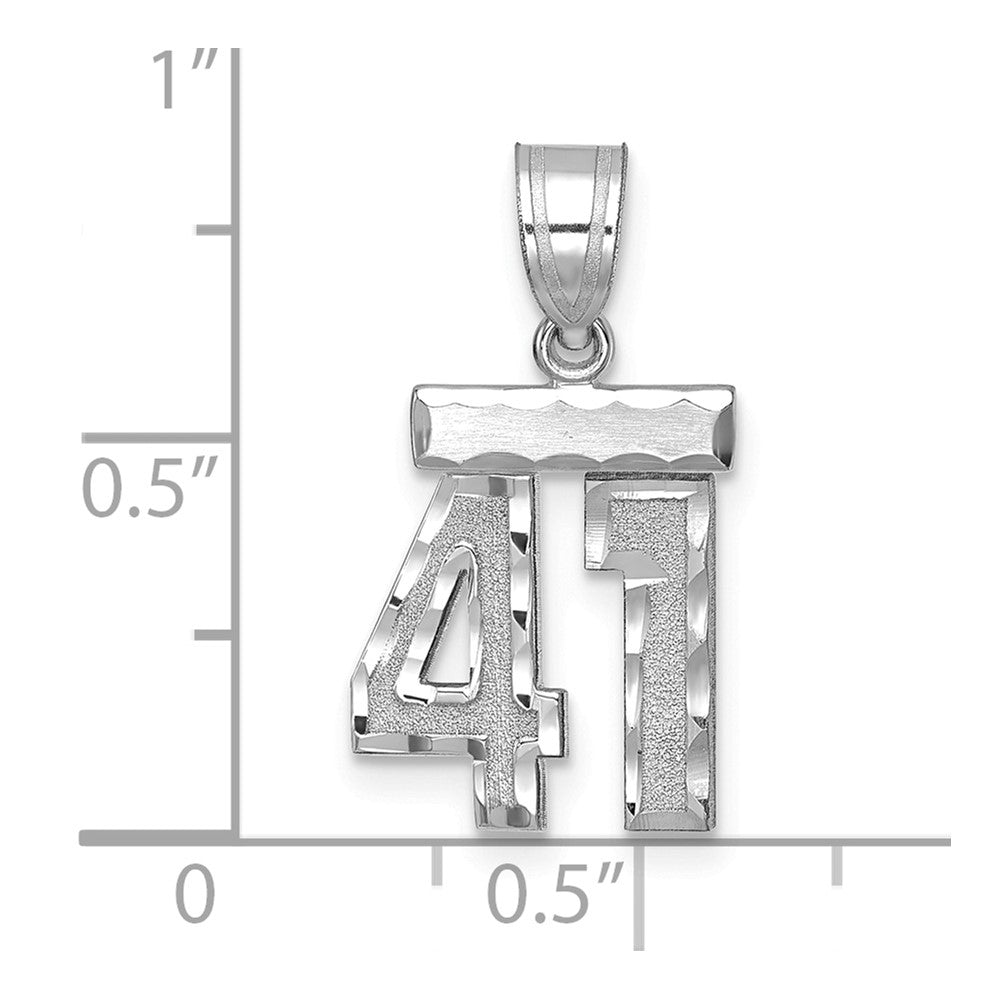14kw Small Brushed Diamond-cut Number 41 Charm