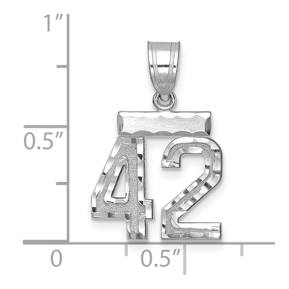 14kw Small Brushed Diamond-cut Number 42 Charm