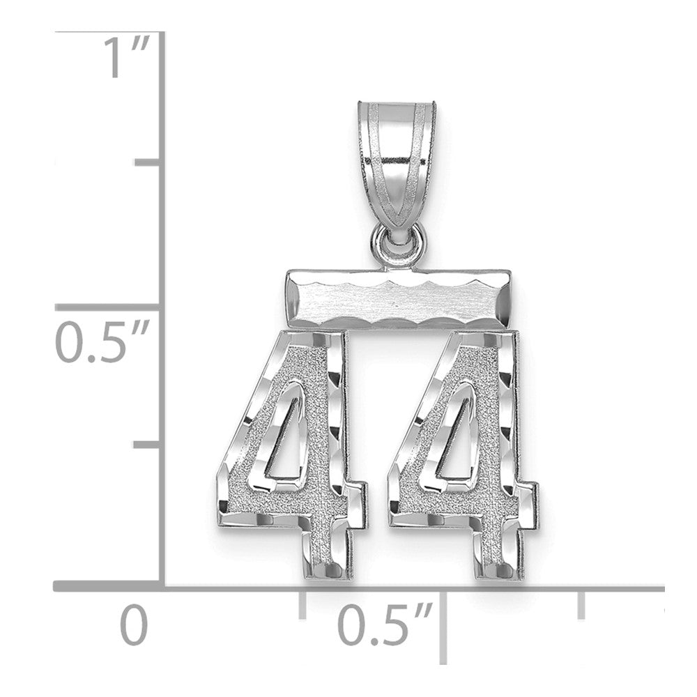 14kw Small Brushed Diamond-cut Number 44 Charm