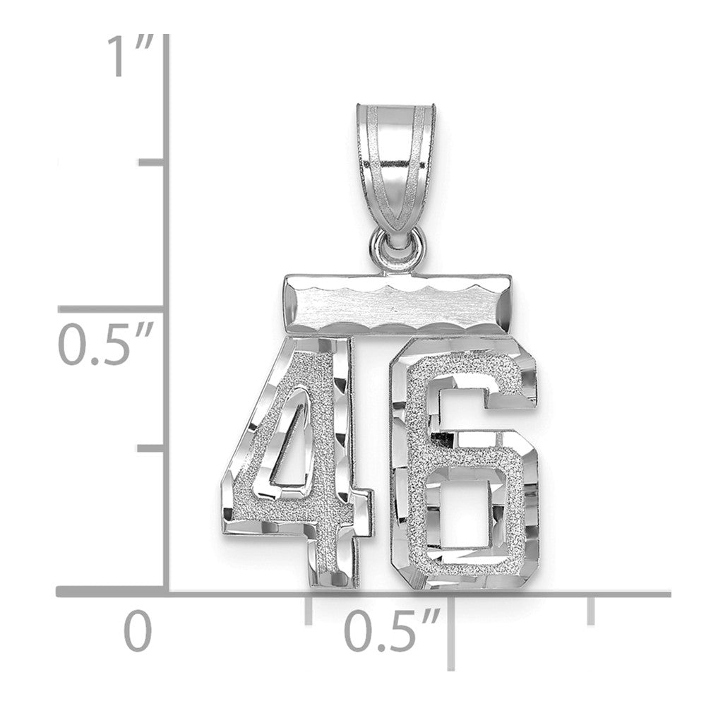 14kw Small Brushed Diamond-cut Number 46 Charm