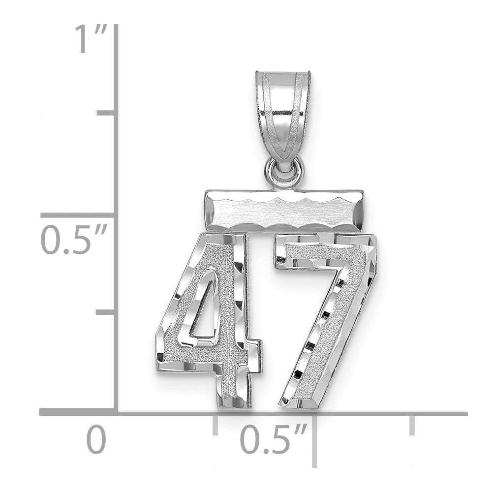 14kw Small Brushed Diamond-cut Number 47 Charm