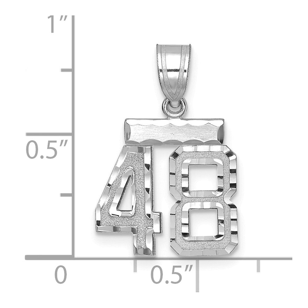 14kw Small Brushed Diamond-cut Number 48 Charm