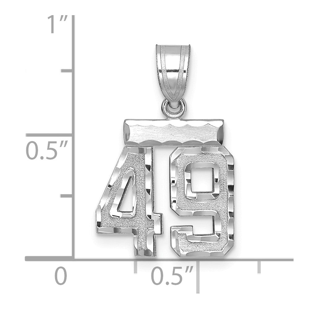 14kw Small Brushed Diamond-cut Number 49 Charm